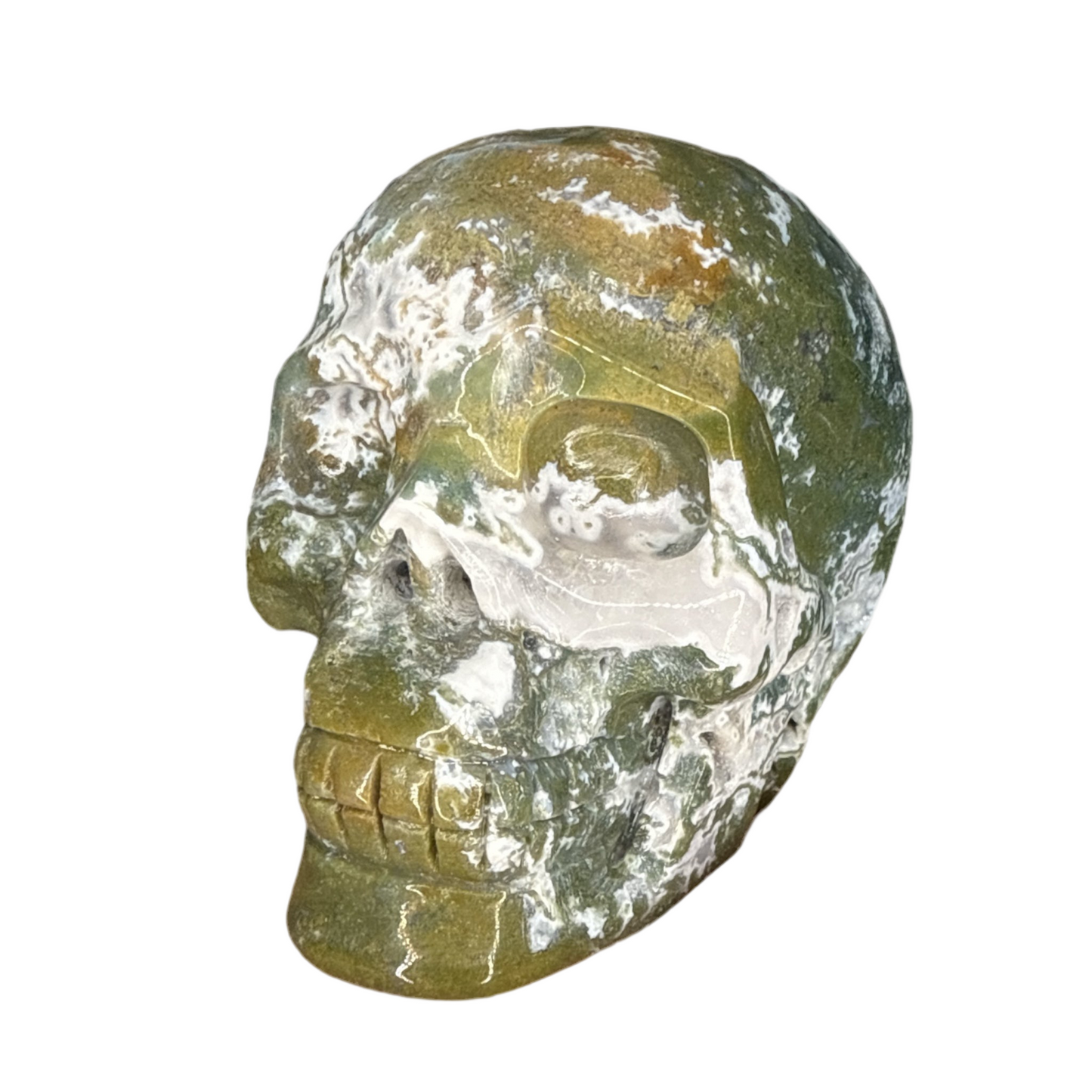 Moss Agate X Ocean Jasper Skull