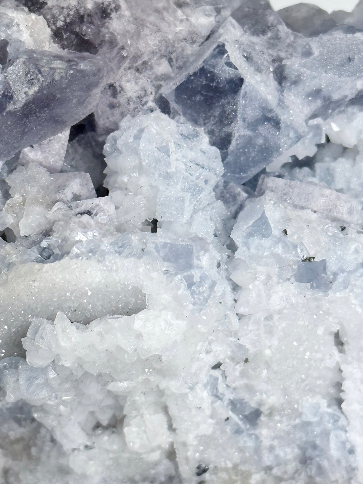 Blue X Purple Sugar Cubic Fluorite With Calcite