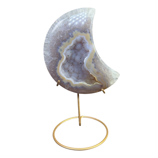 Druzy Agate Moon (Comes With Stand)