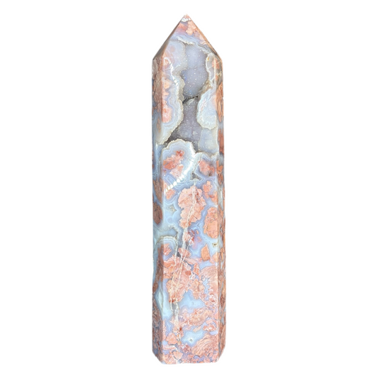 XL Pink Druzy Agate Tower