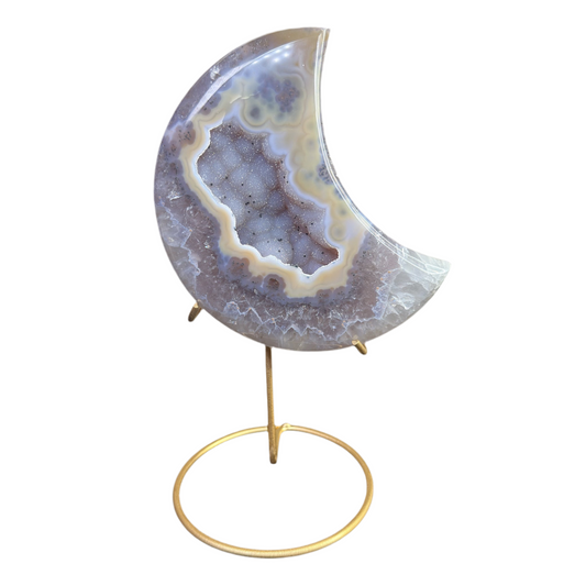 Druzy Agate Moon (Comes With Stand)