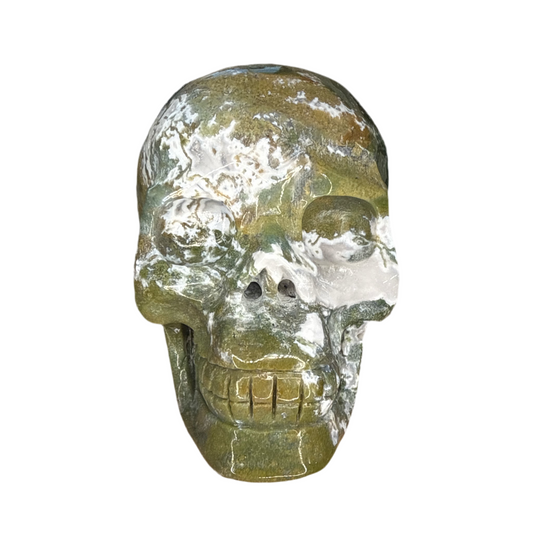 Moss Agate X Ocean Jasper Skull