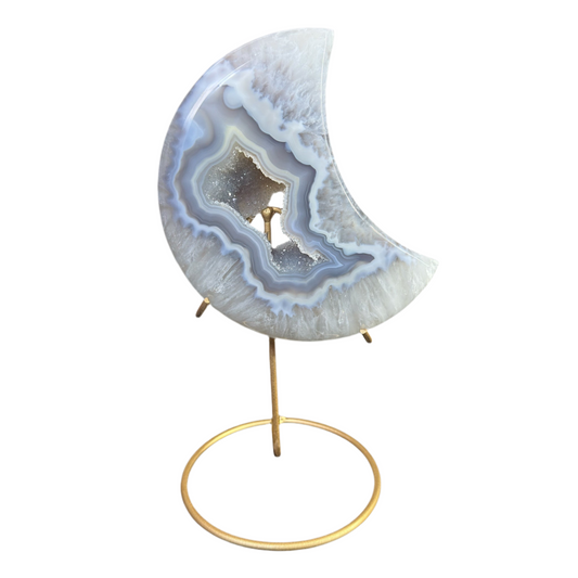 Druzy Agate Moon (Comes With Stand)