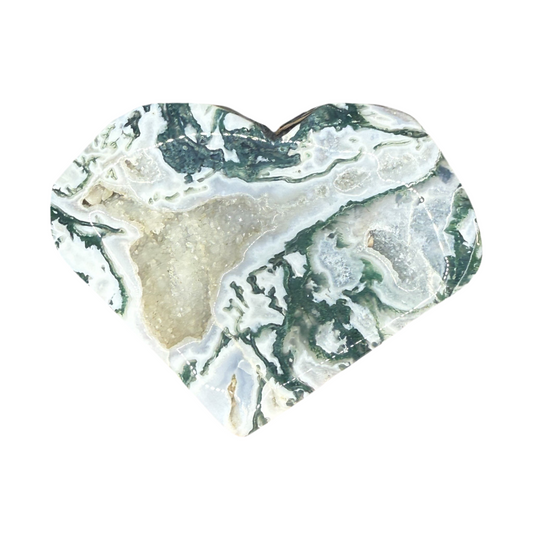 Druzy Moss Agate Heart