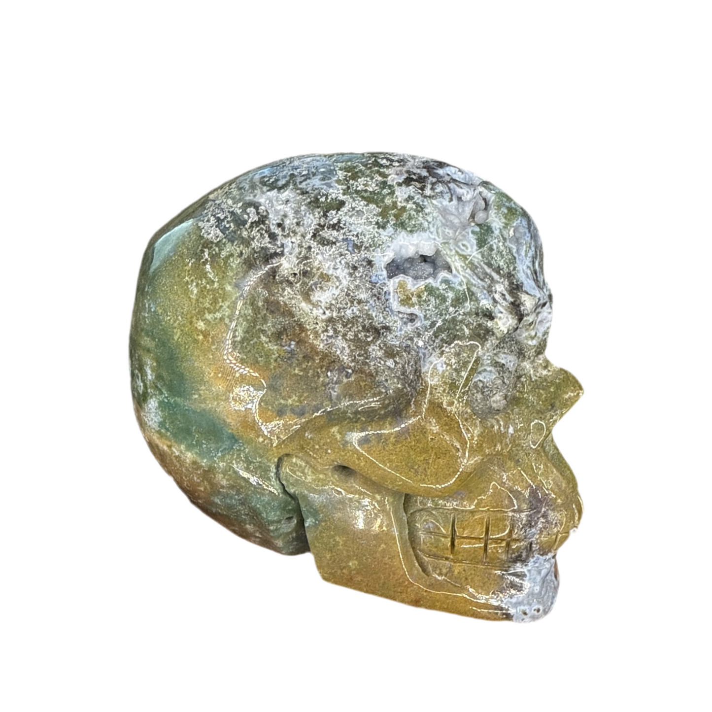 Moss Agate X Ocean Jasper Skull