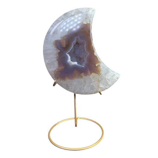 Druzy Agate Moon (Comes With Stand)
