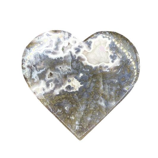 Druzy Moss Agate Heart