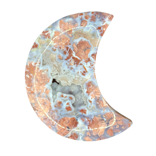 Pink Agate Moon With Stand