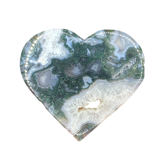 Druzy Moss Agate Heart