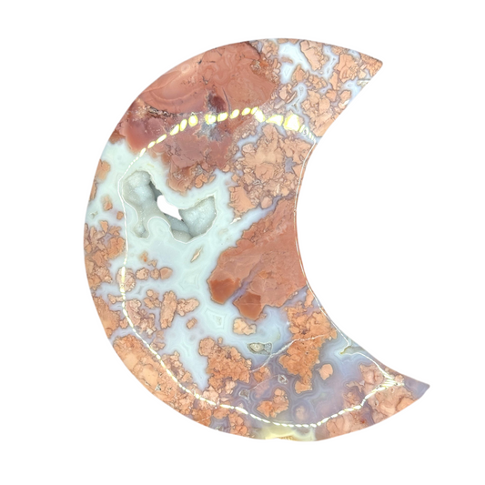 Pink Agate Moon With Stand