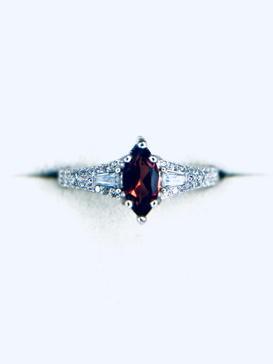.925 Adjustable Garnet Ring