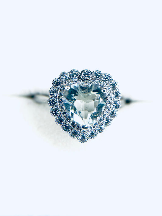 .925 Adjustable Green Quartz Heart Ring