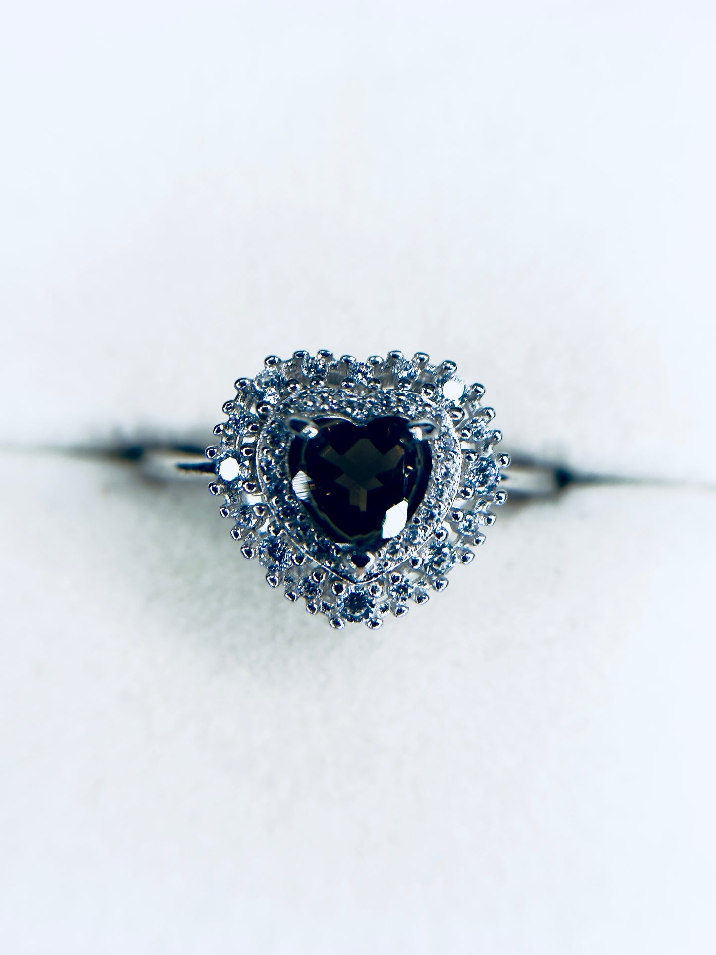 Adjustable .925 Smokey Quartz Heart Ring