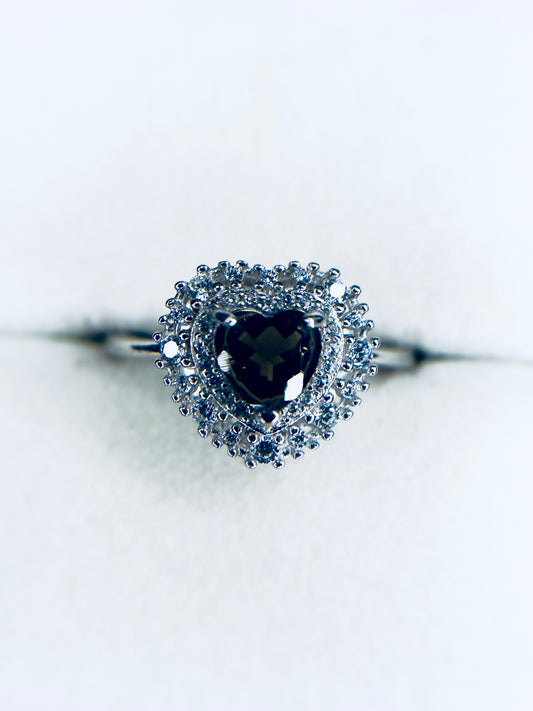 Adjustable .925 Smokey Quartz Heart Ring