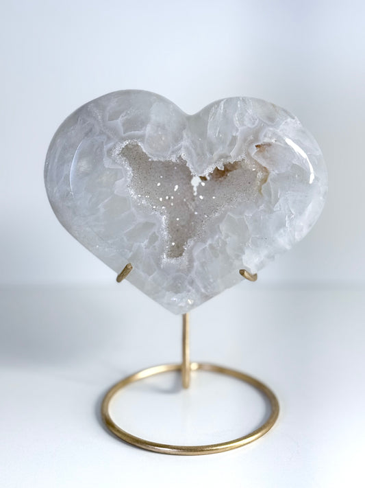 Druzy Agate Heart ( Comes With Stand )