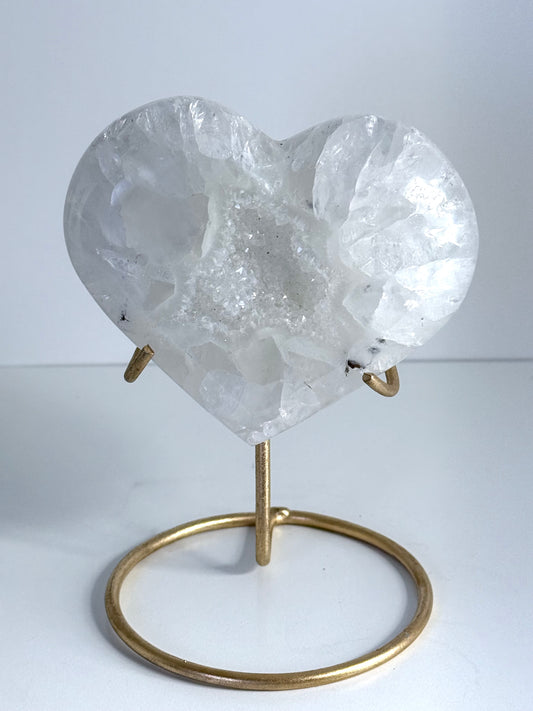 Druzy Agate Heart ( Comes With Stand )