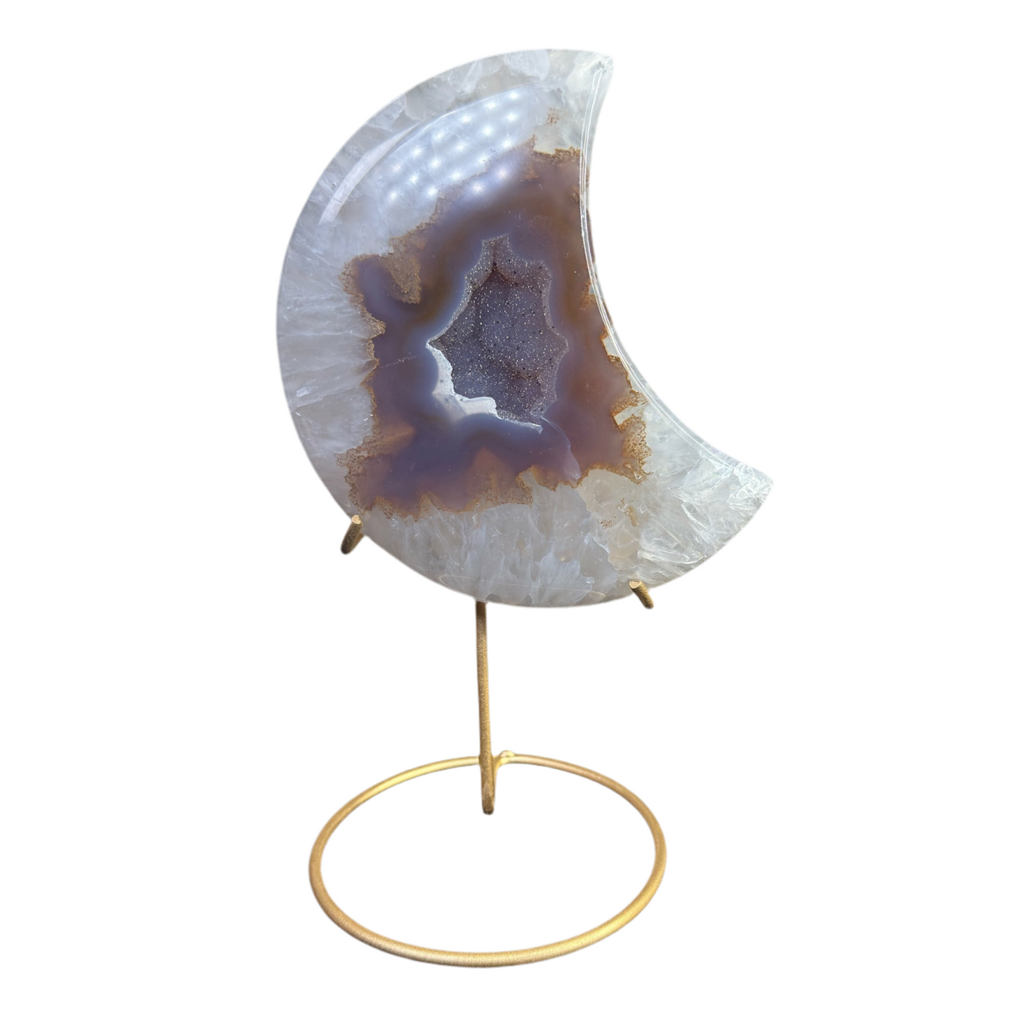 Druzy Agate Moon (Comes With Stand)